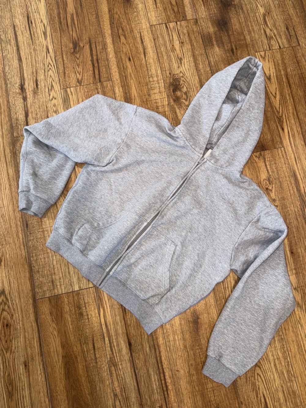 Skims cropped Gray Zip-Up Hoodie
